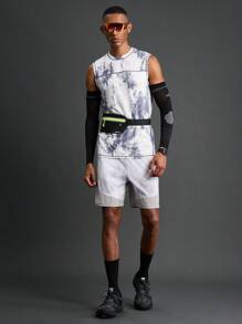 Manfinity Acti Log 男友风男士夏季时尚扎染运动背心 - 灰色 - 查看 8