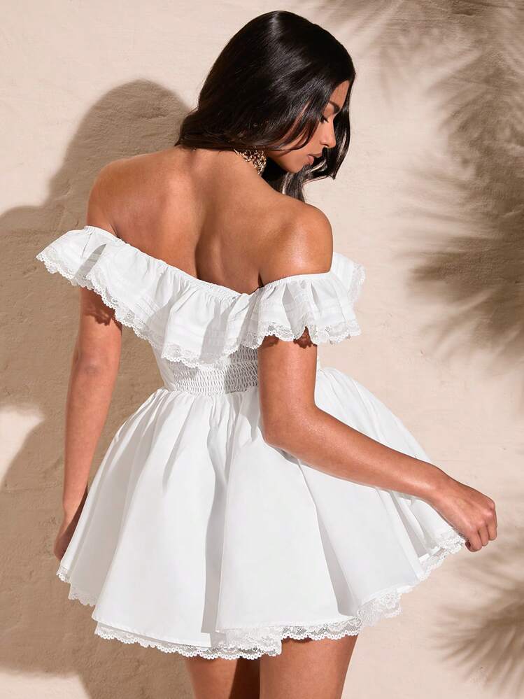 off white birthday dress Sexy 17th Birthday Dresses White Off The Shoulder Birthday Outfits P32   PreppyDress