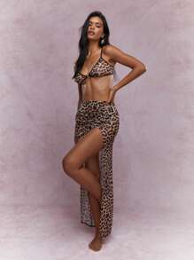 MISSGUIDED Leopard Print Wrap Around Maxi Skirt