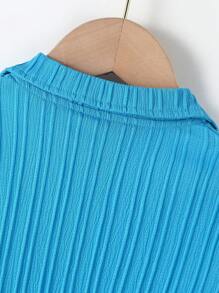 SHEIN Young Boys' Minimalist Everyday Short Sleeve T-Shirt And Shorts Set, 2pcs, School, Campus, College Summer Holiday - Blue - View 4