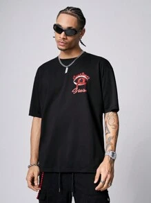 Manfinity Roghcode 宽松版型男士短袖 T 恤，背面有眼睛印花