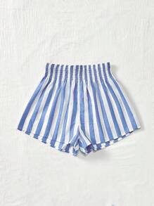 SHEIN VCAY Vacation Woven Striped High Waist Loose Wide Leg Women's Shorts