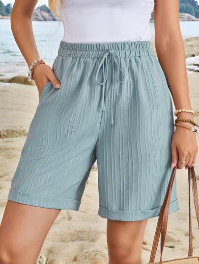 EMERY ROSE Women's Solid Color Drawstring Summer Casual Shorts