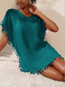 SHEIN Swim Women Cover Ups - Dark Green - View 4