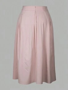 Women's Plus Size Solid Color Casual Skirt Summer Business Casual - Dusty Pink - View 3