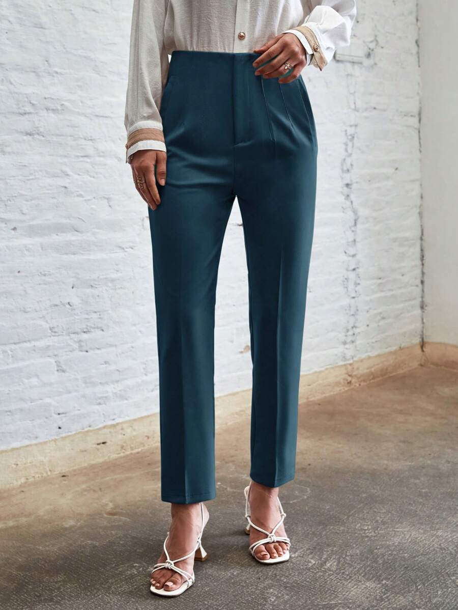 EURMUSE 素色斜口袋前接縫長褲