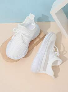 嬰兒時尚鬆緊帶運動鞋，帶鞋帶款式 - 白色 - 查看 4