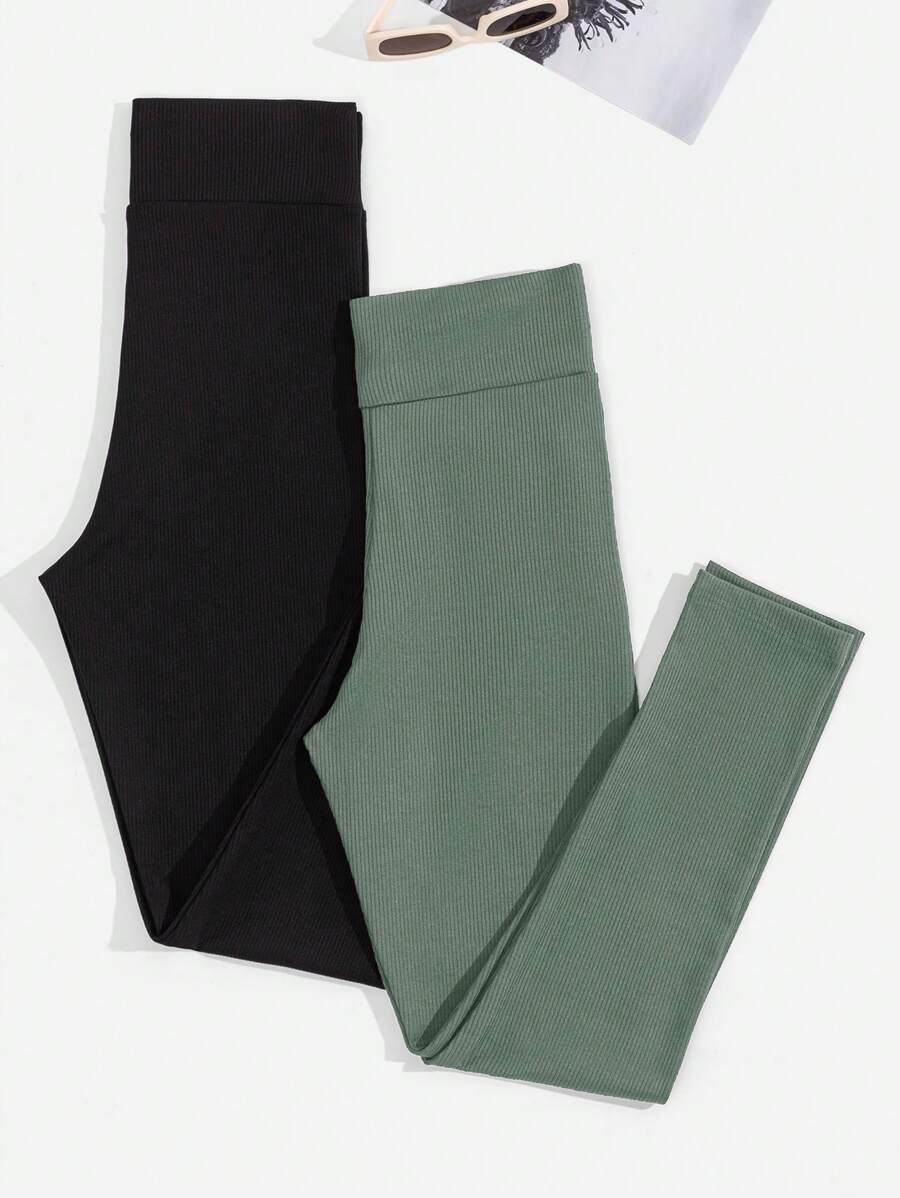 EURMUSE Black And Brown Leggings Multipack - Multicolor - View 1