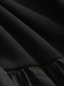 FRIFUL Women's Plain And Simple Short Sleeve Daily Shirt,Ruffle - Black - View 4