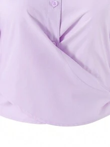 INAWLY Camisa de mangas compridas com design cruzado para mulheres - Fúcsia - Visão 4