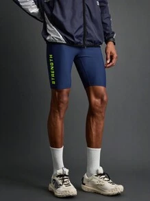 Acti Log Boyfriend Style Men's Simple Printed Sports Compression Pants - Royal Blue - View 1