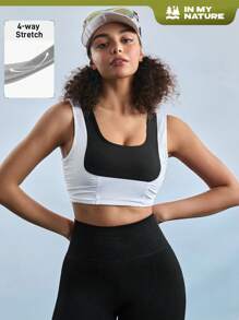 In My Nature Women's Colorblock Pleated Outdoor T-Shirt & Tank Top, Summer - Black and White - View 1