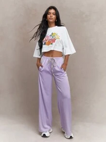 MISSGUIDED Street Front Summer Floral Fruit Print Dropped Shoulder Loose Fit Crop T-Shirt - White - View 4