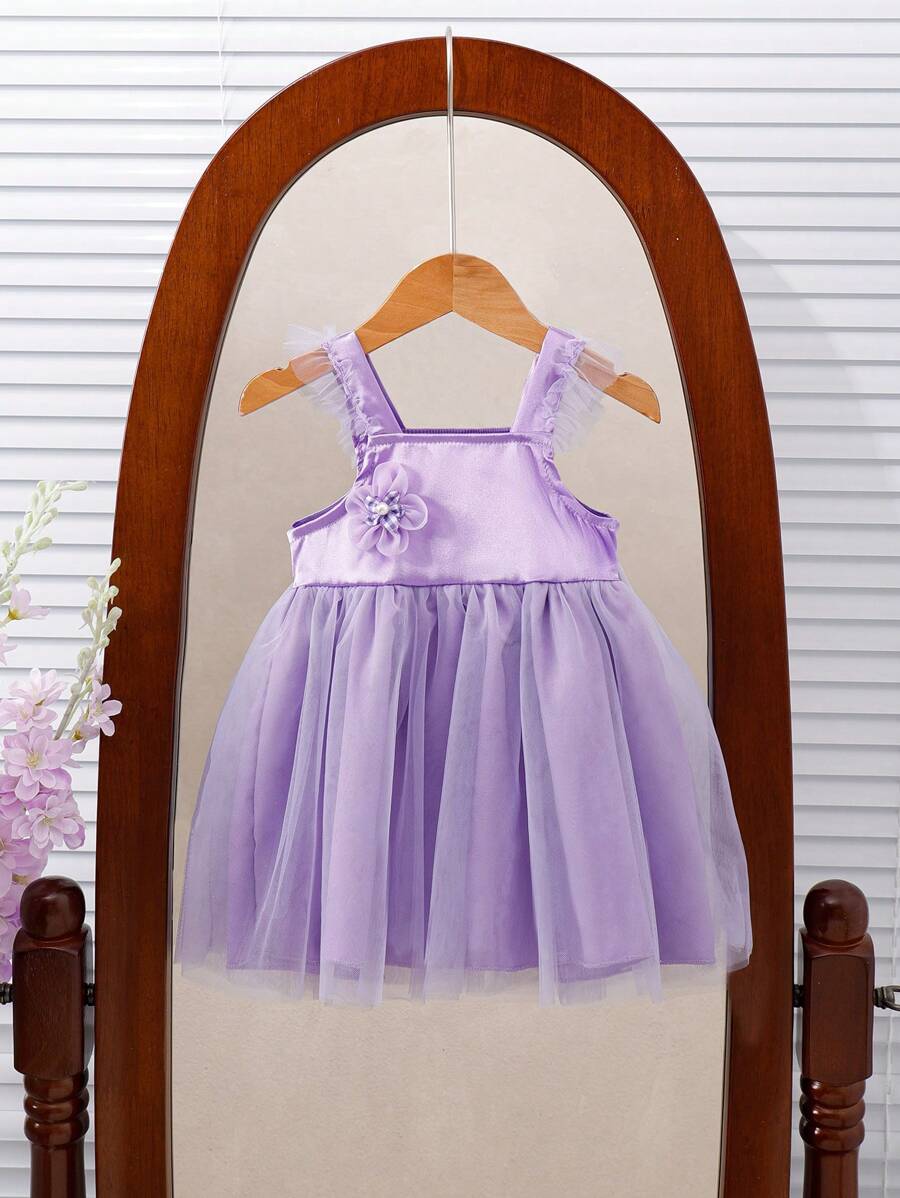 SHEIN Baby Girls' Summer  Style Princess Dress - Purple - View 1