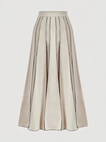 Firerie Women's Simple Solid Color Daily Pleated Skirt - Apricot - View 6