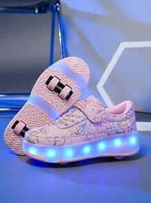 Modische und coole 4-Rad stabile Multi-Modus Rollschuhe für Teenager, aufladbare abnehmbare multifunktionale Rollschuh-Schuhe, Sportschuhe, Skate