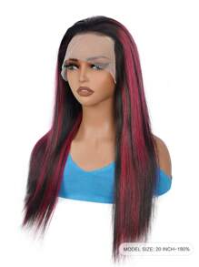 Colorful Wig 1B/Pink Straight 13*4 180% Lace Frontal Human Hair Wigs - SNatural/Pink - View 3