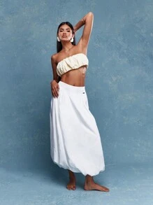 MISSGUIDED Bubble Hem Fluffy Maxi Skirt - White - View 4