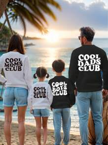 Manfinity 1pc Men's Casual Arched Slogan Printed Crew Neck Sweatshirt, Fall/Winter Gift For Dad
