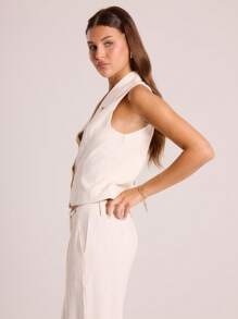 MUSERA Button Through Waist Coat Vacation Spring Summer Elegant