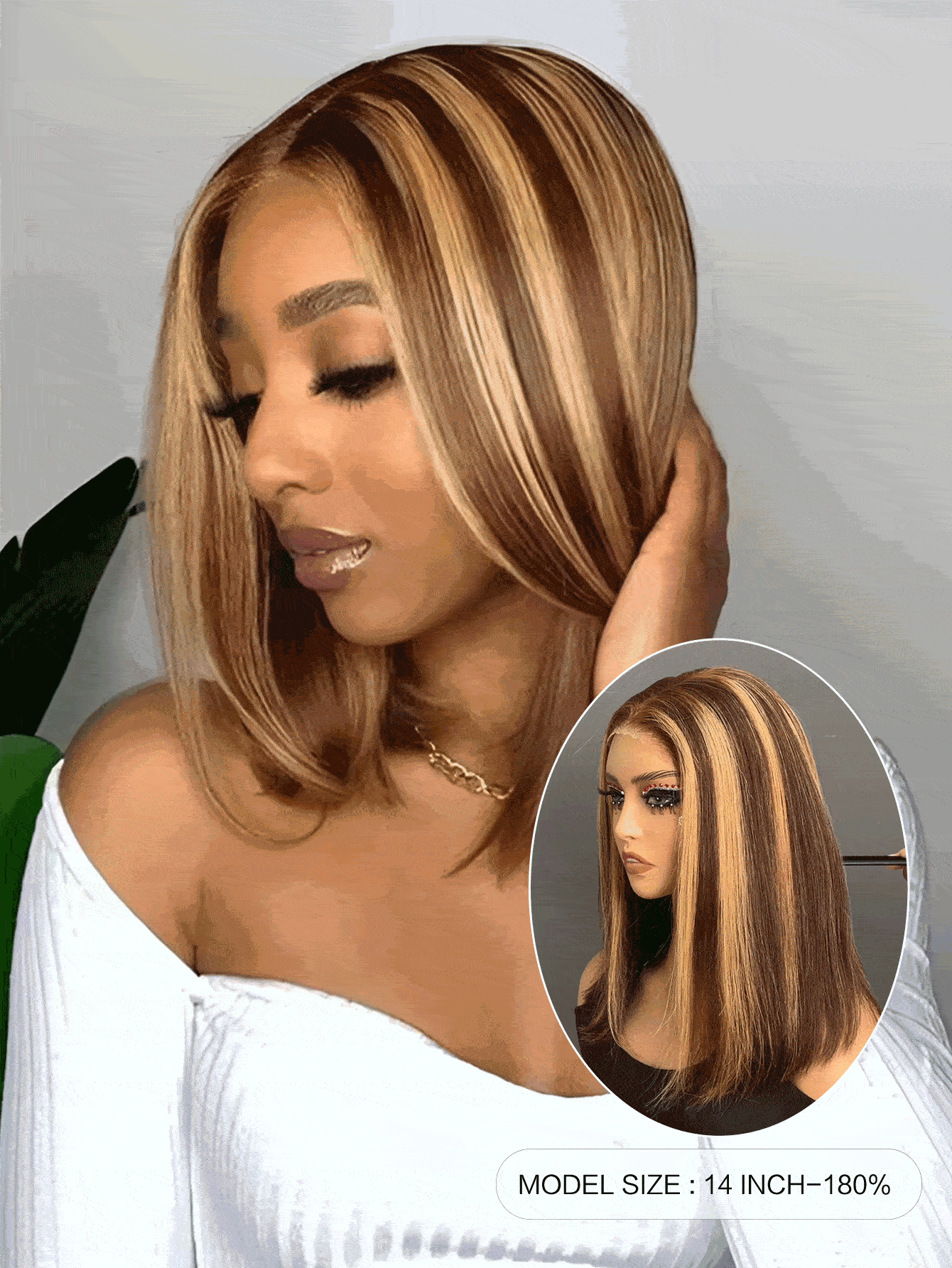 Perruque Longue Femme Gina - Couleur Châtain Clair Avec Mèches Blondes Dorées Et Cuivrées - Synthétique