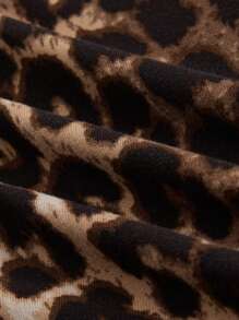 ROMWE Grunge Punk Tricou Y2K Gyaru, cu imprimeu leopard, strâns, cu gât asimetric, cu volan, pentru femei, retro și millennial, școală