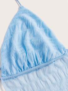 SHEIN ICON Solid Tie Backless Halter Top - Baby Blue - View 3