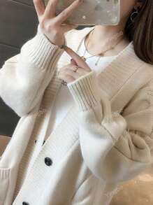 Gedrehter Strickjackenpullover mit lockerer Passform