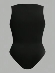 SHEIN EZwear 2pcs Casual Plus Size Bodysuit In Simple Solid Color, Suitable For Summer Suitable For Going Out - Multicolor - View 6