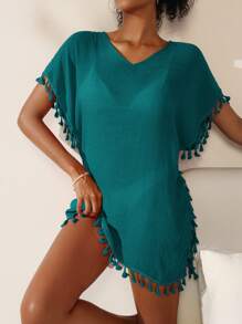 SHEIN Swim Women Cover Ups - Dark Green - View 3