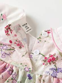 寶寶女孩夏季刺繡彼得潘襯領裙 - 彩色 - 查看 4