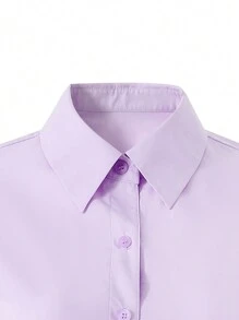 INAWLY Camisa de mangas compridas com design cruzado para mulheres - Fúcsia - Visão 5
