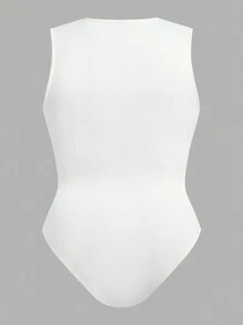 SHEIN EZwear 2pcs Casual Plus Size Bodysuit In Simple Solid Color, Suitable For Summer Suitable For Going Out - Multicolor - View 4
