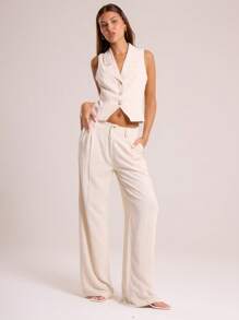 MUSERA Button Through Waist Coat Vacation Spring Summer Elegant