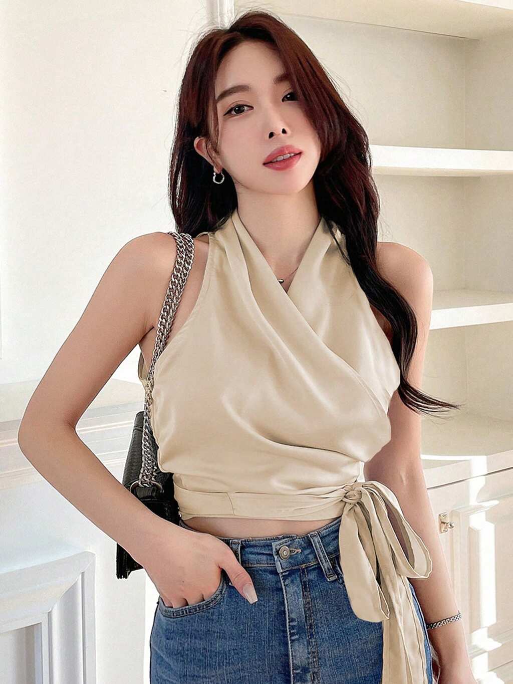 Women's Plain And Simple Open Shoulder Pleated Blouse For Daily Wear Tank Tops,Crop Tops Women Going Out Tops