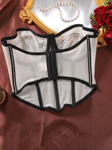Top de corsé sexy para mujer decorado con lentejuelas en forma de espina de pez