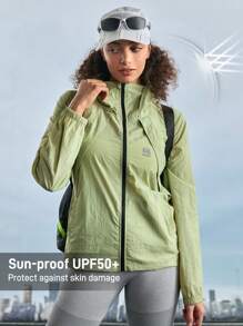 In My Nature Women's Outdoor Sports Urban Commuting Jacket, Lightweight Loose Hooded Coat - Olive Green - View 4