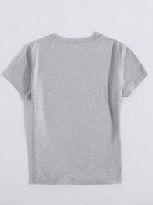 Maweii Summer Fashion Cross Print Round Neck T-Shirt Graphic Tees Women Tops - Grey - View 2