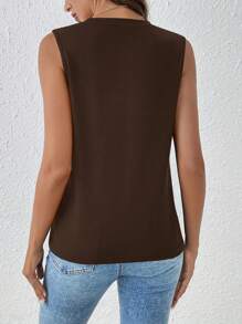 EMERY ROSE Casual And Minimalistic Solid Color Regular Fit Women's V-Neck Tank Top, Perfect For Summer