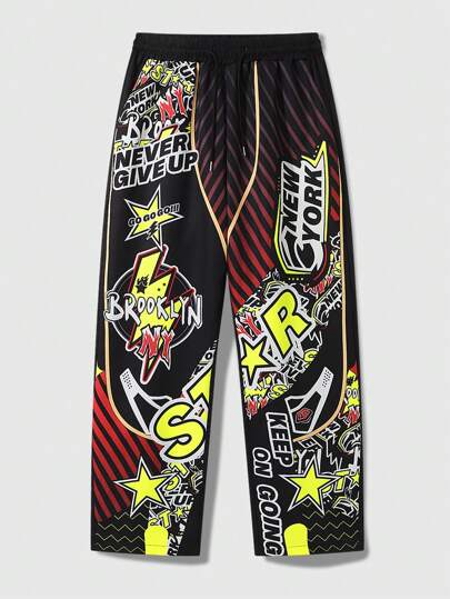 Street Life Pantaloni cargo casual con coulisse stampati da uomo