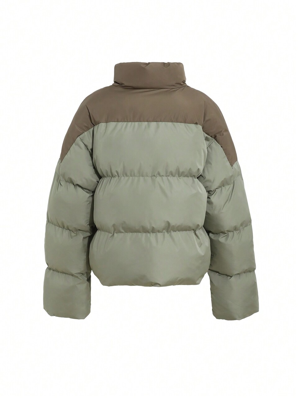 Women's Color Block Letter Print Long Sleeve Winter Jacket Women Coats
