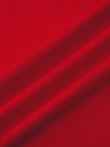 SHEIN Clasi 女士休闲纯色超长半身裙，适合夏季、新年和秋季穿着 - 紅色 - 查看 6