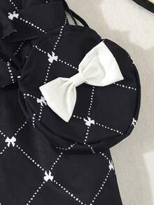 SHEIN Vestido Sin Mangas Con Botones Delanteros Y Estampado Integral Estilo Princesa De Verano Para Niña Bebé - Negro - Ver 4
