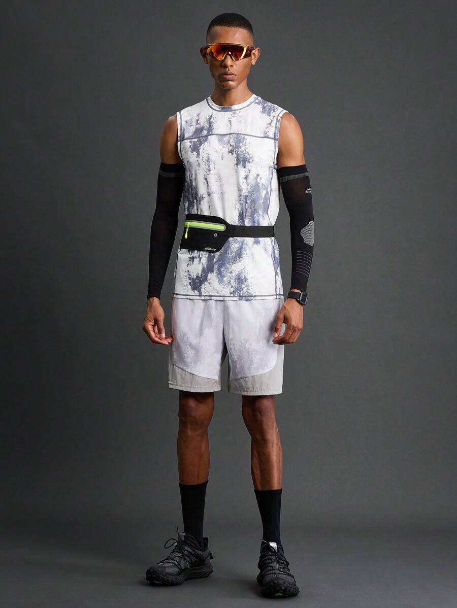 Manfinity Acti Log 男友风男士夏季时尚扎染运动背心 - 灰色 - 查看 1