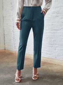 EURMUSE 素色斜口袋前接縫長褲