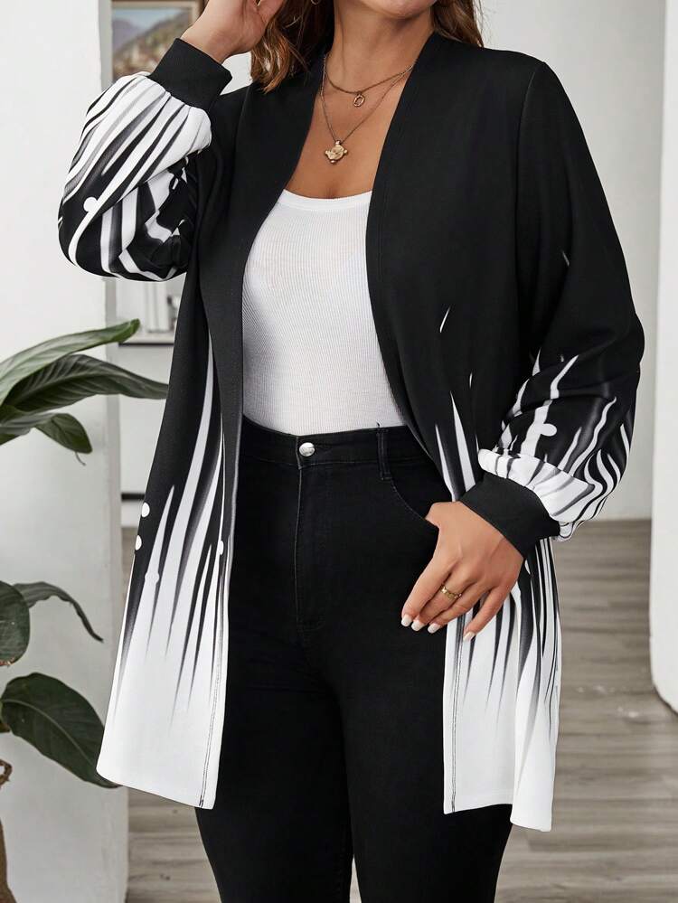 Plus Size Women's Printed Simple Daily Long Sleeve Jacket ,Spring