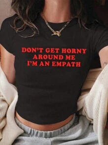 SHEIN EZwear 短袖修身純色t恤 - 黑色 - 查看 1