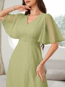 Modelyn 女士纯色简约日常连衣裙长款晚礼服 - 綠色 - 查看 1