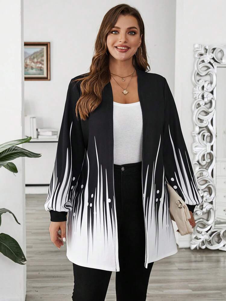 Plus Size Women's Printed Simple Daily Long Sleeve Jacket ,Spring