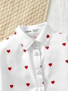 Baby Girl Mommy And Me Matching Casual Heart & Polka Dot Print Long Sleeve Lapel Shirts (2 Pieces Sold Separately) - White - View 4